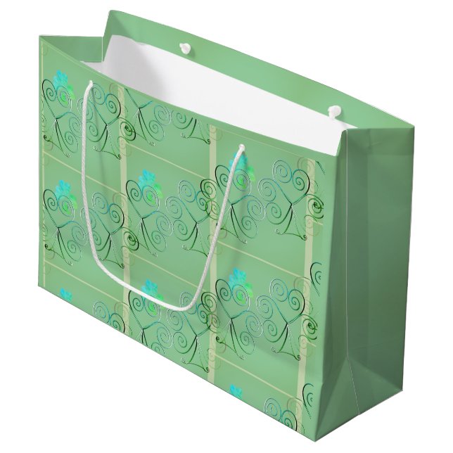 St Patrick's Day Shamrock Misty Green Large Gift L Large Gift Bag (Front Angled)