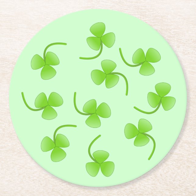 St. Patrick's Day Shamrock Paper Coaster (Front)