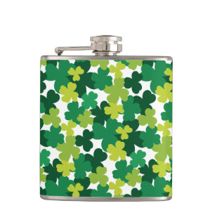 St. Patrick's Day Shamrock Pattern Hip Flask