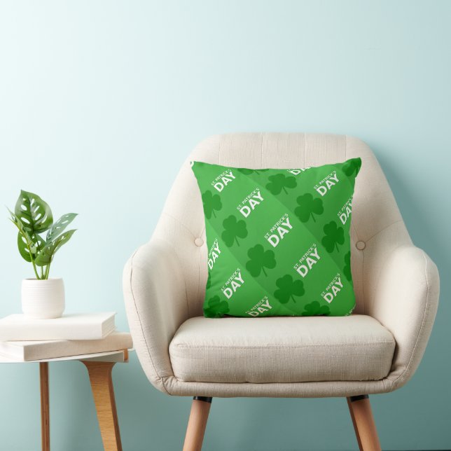St Patrick's Day Shamrock Pattern Reversible Cushion (Chair)