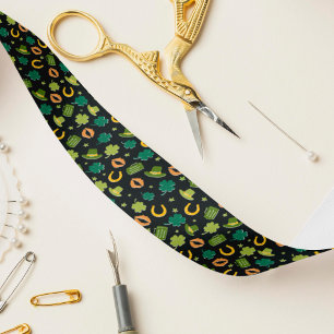 St. Patrick's Day Shamrock Pattern Satin Ribbon