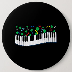 St Patricks Day Shamrock Piano Keyboard 6 Cm Round Badge