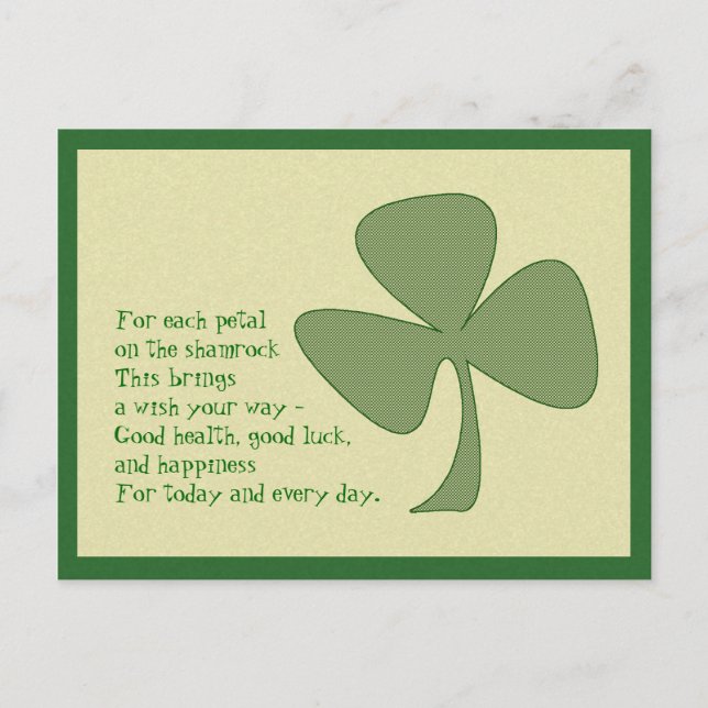 St. Patrick's Day Shamrock Postcard (Front)