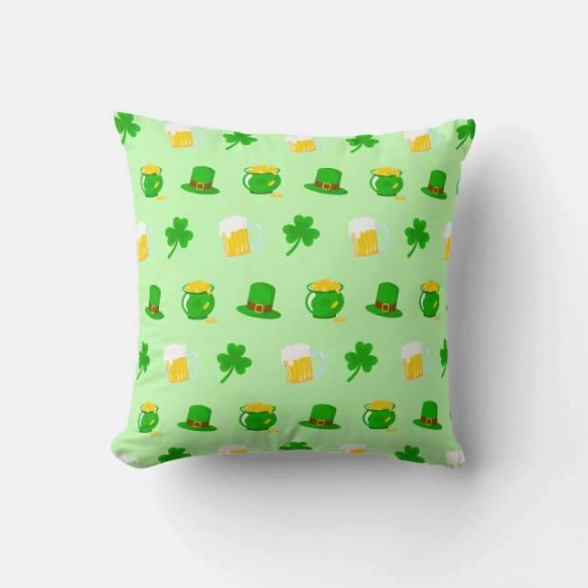 St. Patrick's Day Shamrock Pot of Gold Celtic Knot Cushion (Front)
