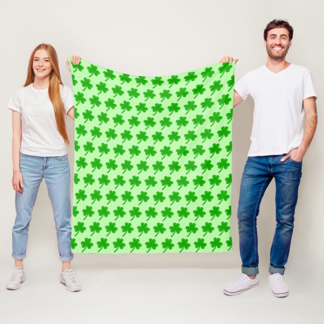 St. Patrick's Day Shamrock Pot of Gold Celtic Knot Fleece Blanket (In Situ)