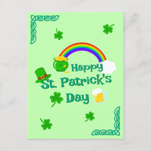 St. Patrick's Day Shamrock Pot of Gold Celtic Knot Postcard