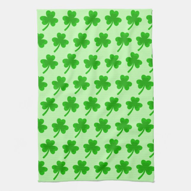 St. Patrick's Day Shamrock Pot of Gold Celtic Knot Tea Towel (Vertical)