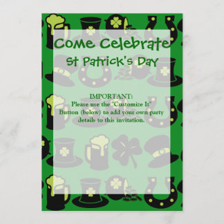 St Patricks Day Shamrock Pot of Gold Green Beer Invitation
