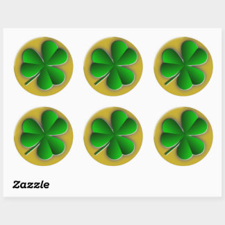St Patricks Day Shamrock Round Stickers