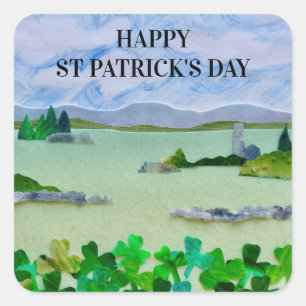 St Patrick's Day Shamrock Square Sticker
