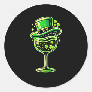 St Patrick's Day Shamrock Wine Gl For Womens Mens  Classic Round Sticker