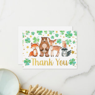 St Patrick's Day Shamrock Woodland Baby Shower Thank You Card