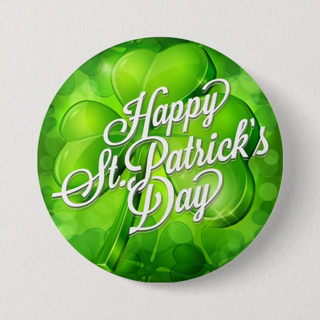 St. Patrick's Day - Shamrock & Word Art 7.5 Cm Round Badge (Front)