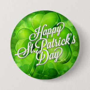 St. Patrick's Day - Shamrock & Word Art 7.5 Cm Round Badge