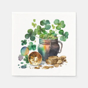 St. Patrick's Day Shamrocks and Coins Napkin