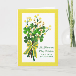St. Patrick's Day Shamrocks for Sister-in-Law Card