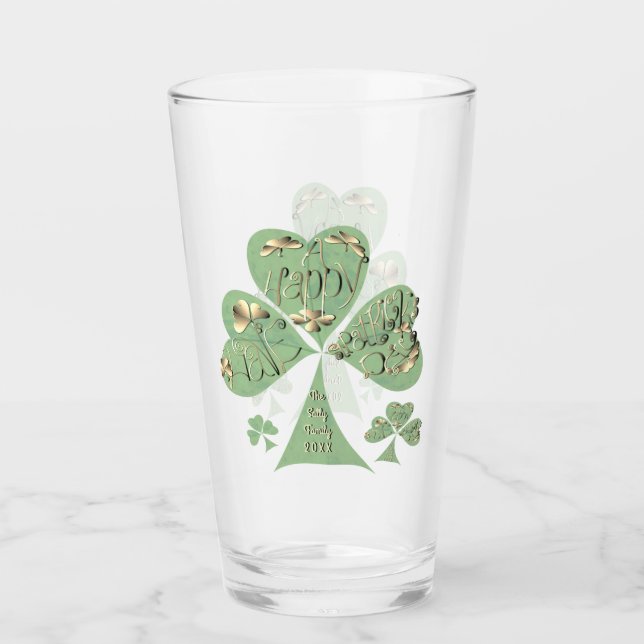 St. Patrick's Day Shamrocks  Glass (Front)