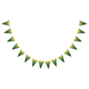 St. Patrick's Day Shamrocks Glitter Gold Drips Bunting