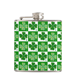 St. Patrick's Day Shamrocks Hip Flask