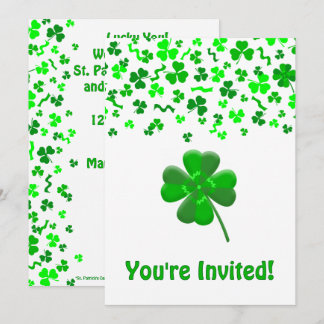 St Patrick's Day Shamrocks Personalized Flat Invitation