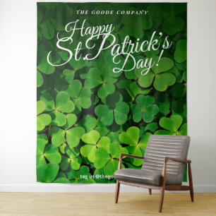 St. Patrick's Day Shamrocks Photo Backdrop Tapestry