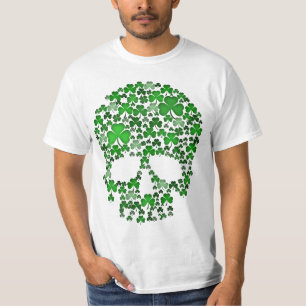 St Patricks Day Shamrocks Skull T-Shirt