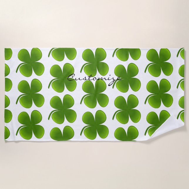St Patrick's Day Shamrocks Thunder_Cove Beach Towel (Front)