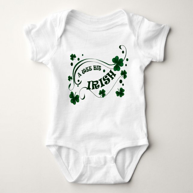 St. Patricks Day Shamrocks Wee Bit Irish Infants Baby Bodysuit (Front)