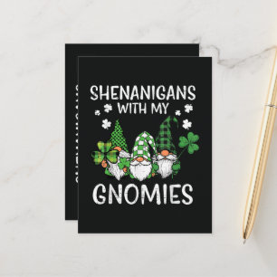 St Patricks Day Shenanigans with Gnomies Gnome Announcement Postcard