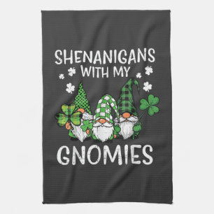 St Patricks Day Shenanigans with Gnomies Gnome Tea Towel