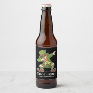 St Patricks Day Shenanigator Dabbing Leprechaun Beer Bottle Label