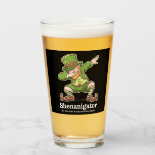 St Patricks Day Shenanigator Dabbing Leprechaun Glass