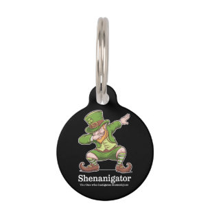 St Patricks Day Shenanigator Dabbing Leprechaun Pet Tag