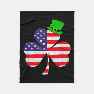 St Patricks Day Shirt _ Irish American Flag Shamro Fleece Blanket