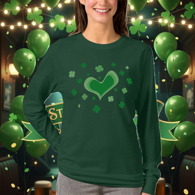 St Patricks Day shirt | Long sleeve with shamrocks (St Patrick's Day shirt)