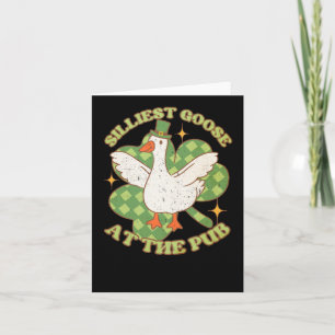 St Patrick's Day Silliest Goose At The Pub Sticker Card