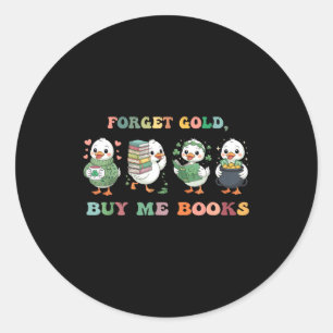 St patricks day silly goose book lover shamrock classic round sticker