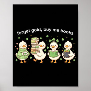St patricks day silly goose book lover shamrock poster