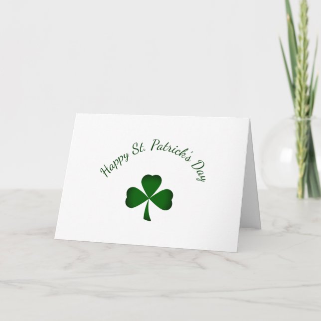 St. Patrick's Day Simple Green Shamrock Holiday Card (Front)