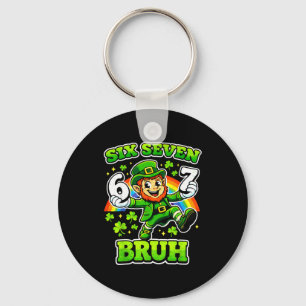 St patrick's day six seven meme 6 7 bruh  key ring