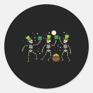 St Patricks Day Skeleton Dancing Saint Pattys Kids Classic Round Sticker