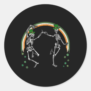St Patrick's Day Skeleton Dancing Skeletons  Classic Round Sticker