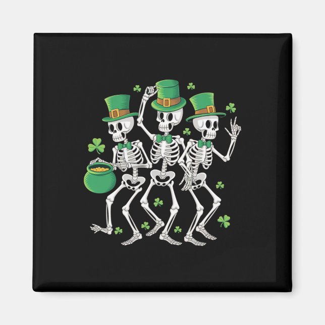 St Patrick's Day Skeleton Dancing Skeletons Party  Magnet (Front)