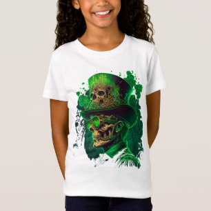 St. Patrick's Day Skeleton Girls White T shirt