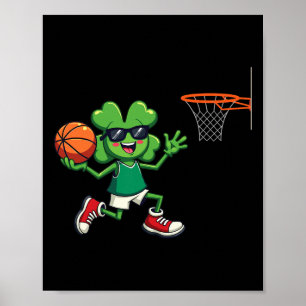 St Patrick's Day Sketll Dunking Sports Men Boys Ki Poster