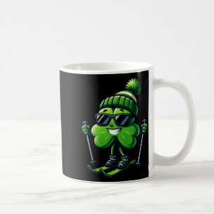 St patricks day skiing shamrock clover irish men coffee mug