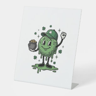 St Patricks Day Slime Mascot Vintage Vector Shirt_ Pedestal Sign