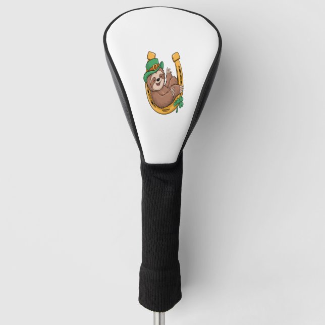 St Patrick's Day Sloth Horseshoe Lucky Golf Head Cover (Front)