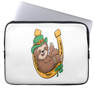 St Patrick's Day Sloth Horseshoe Lucky Laptop Sleeve