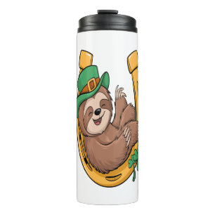St Patrick's Day Sloth Horseshoe Lucky Thermal Tumbler